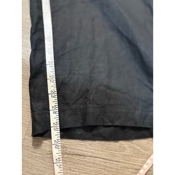 Quince Black 100% European Linen Black Wide Leg Pull-on Pants 1X Minimalist Plus - Picture 12 of 13